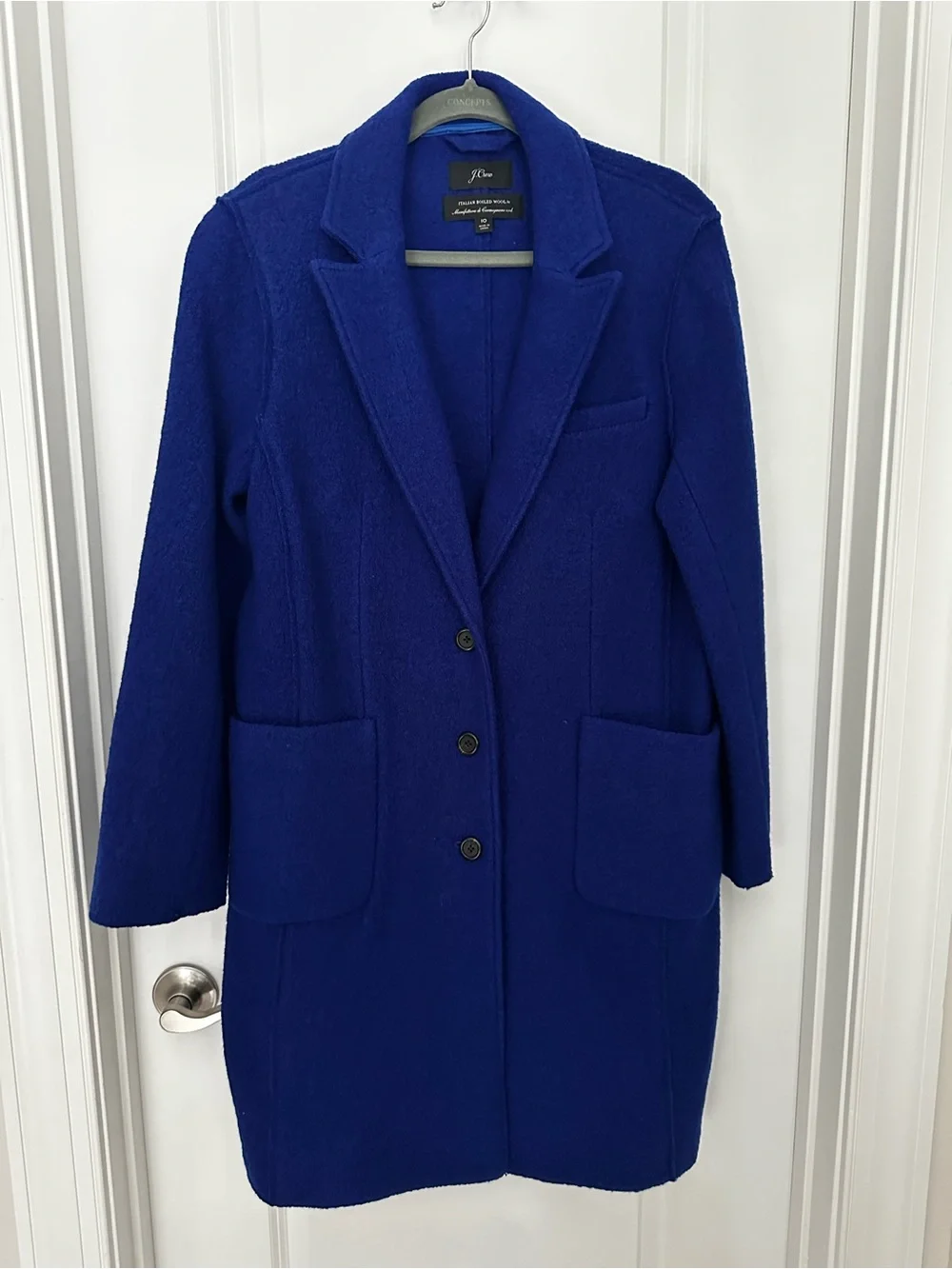 J. Crew Cobalt Blue Single-Breasted Wool Coat